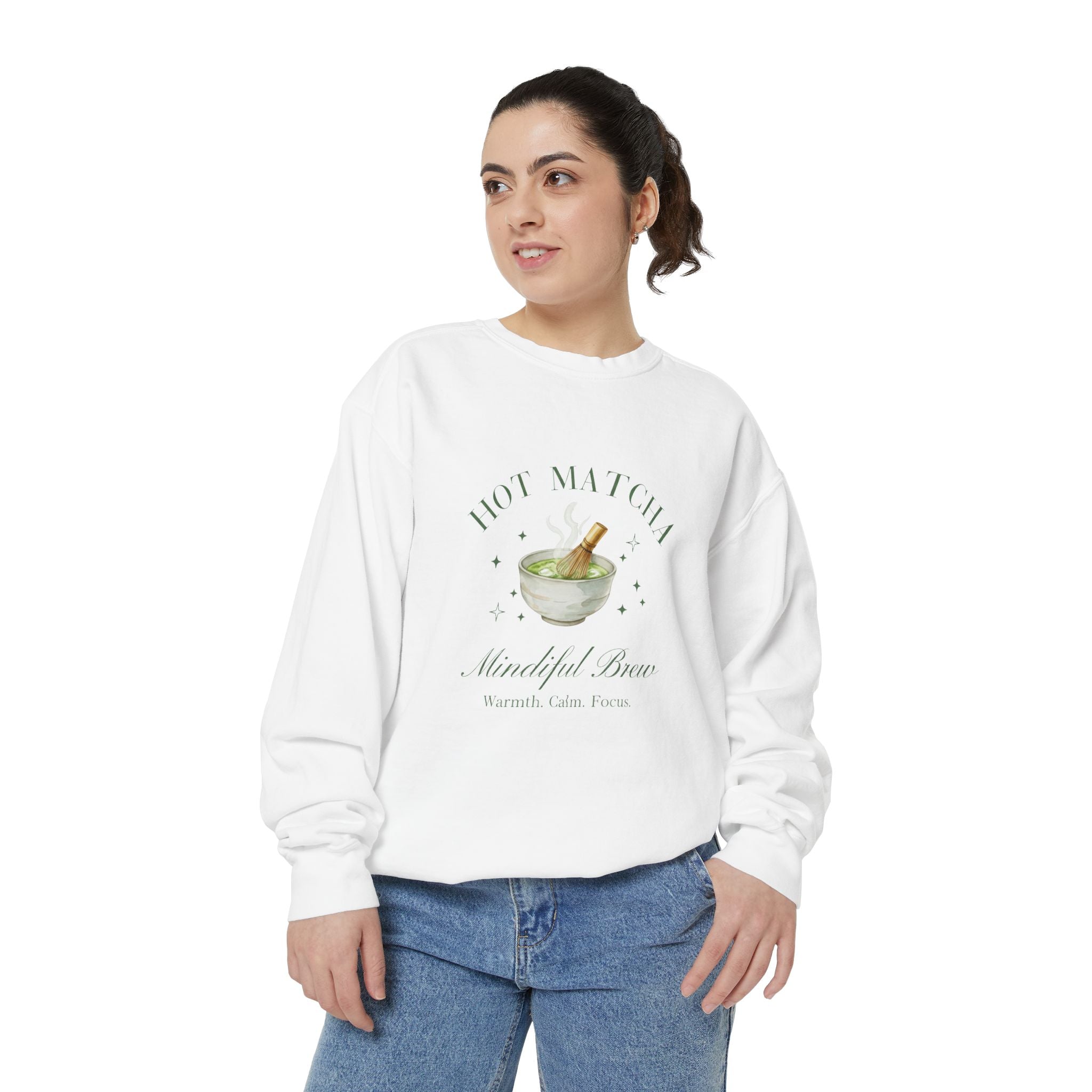 'Hot Matcha, Beautiful Brew' Cozy Tea Lover Pullover
