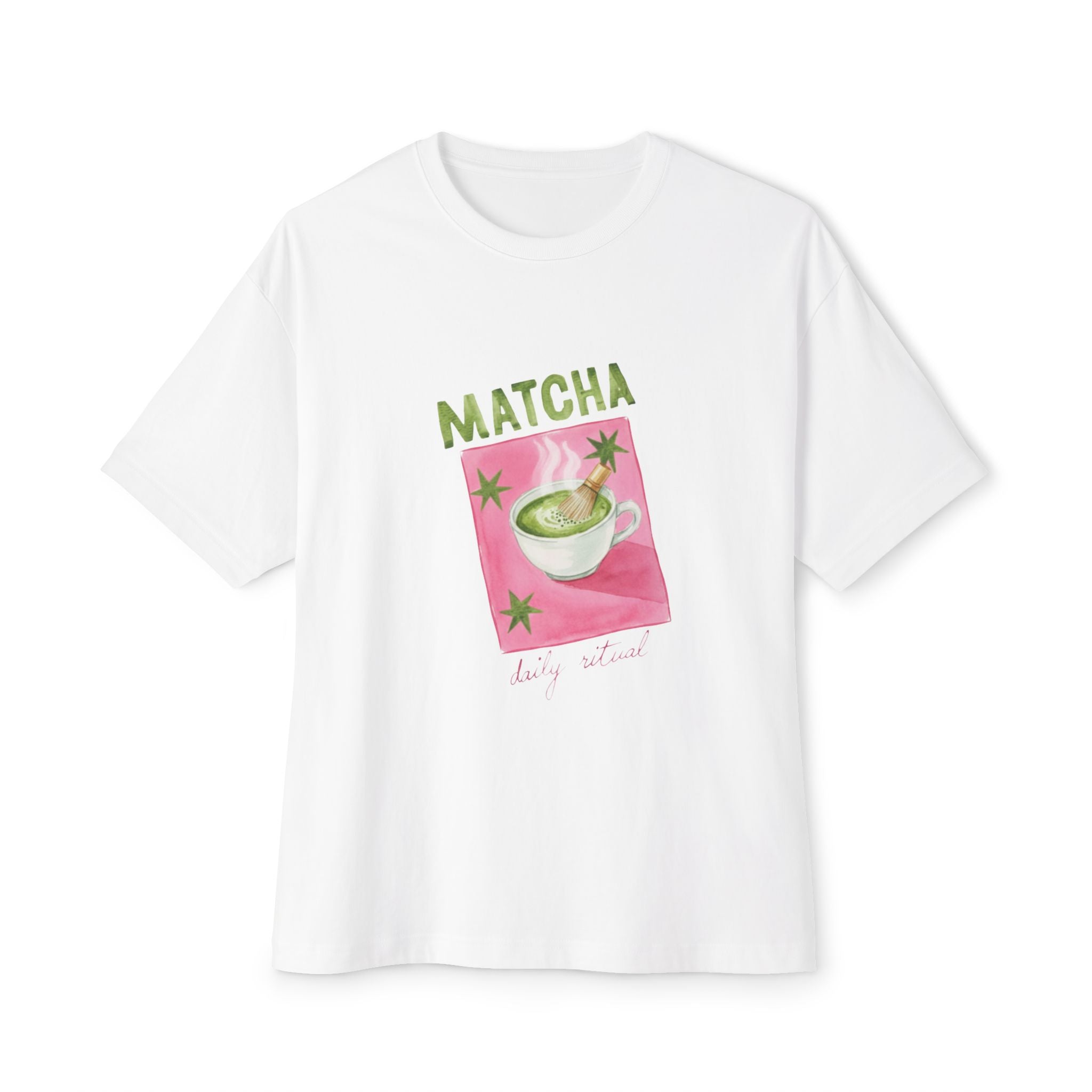 'Matcha' Cup Illustration Oversized T-Shirt