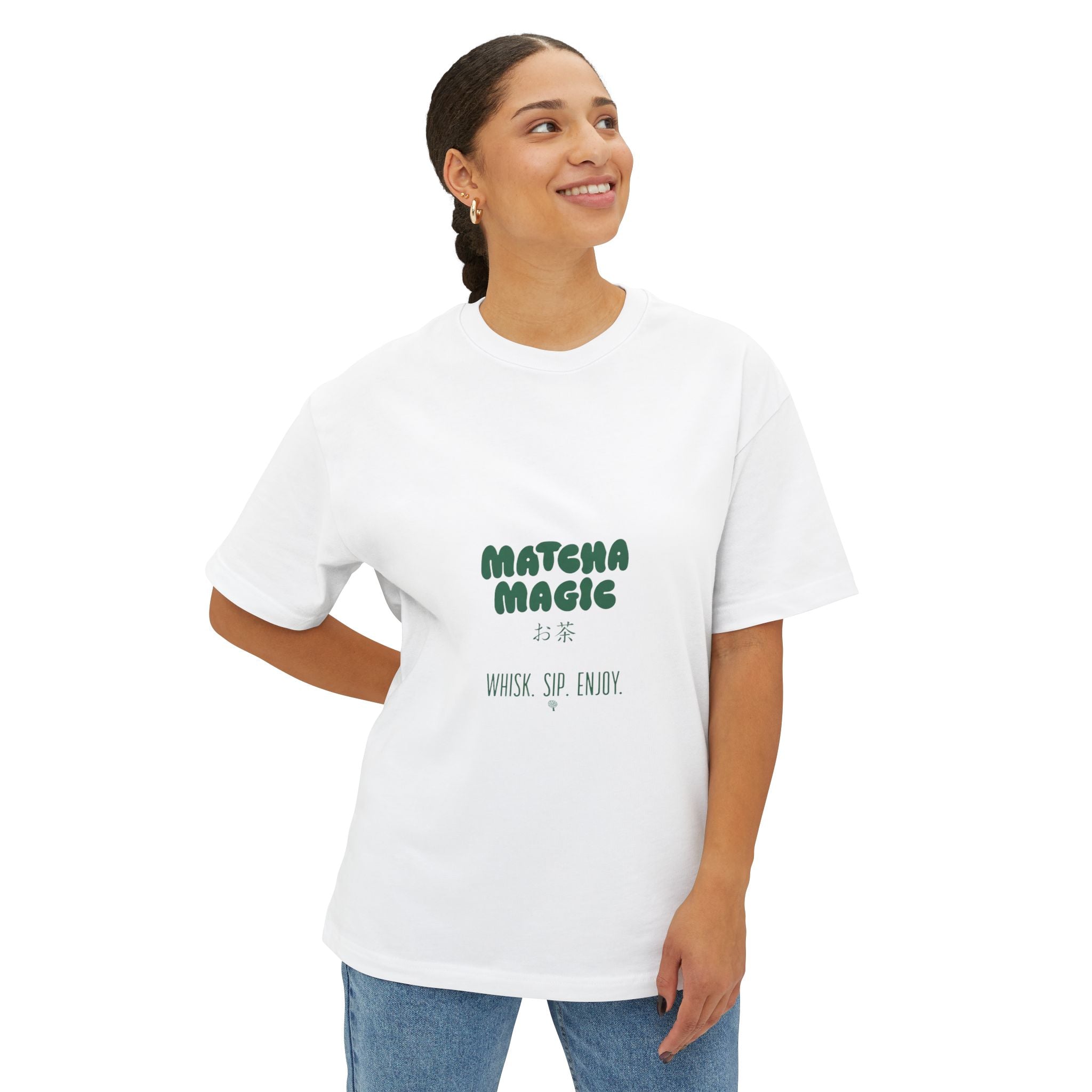 Cute Minimal Graphic T-Shirt with "Matcha Magic" Text