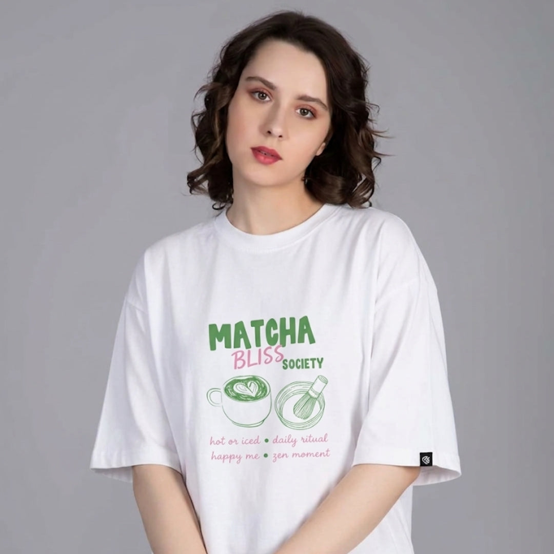 Cute Green Tea Graphic Boxy T-Shirt