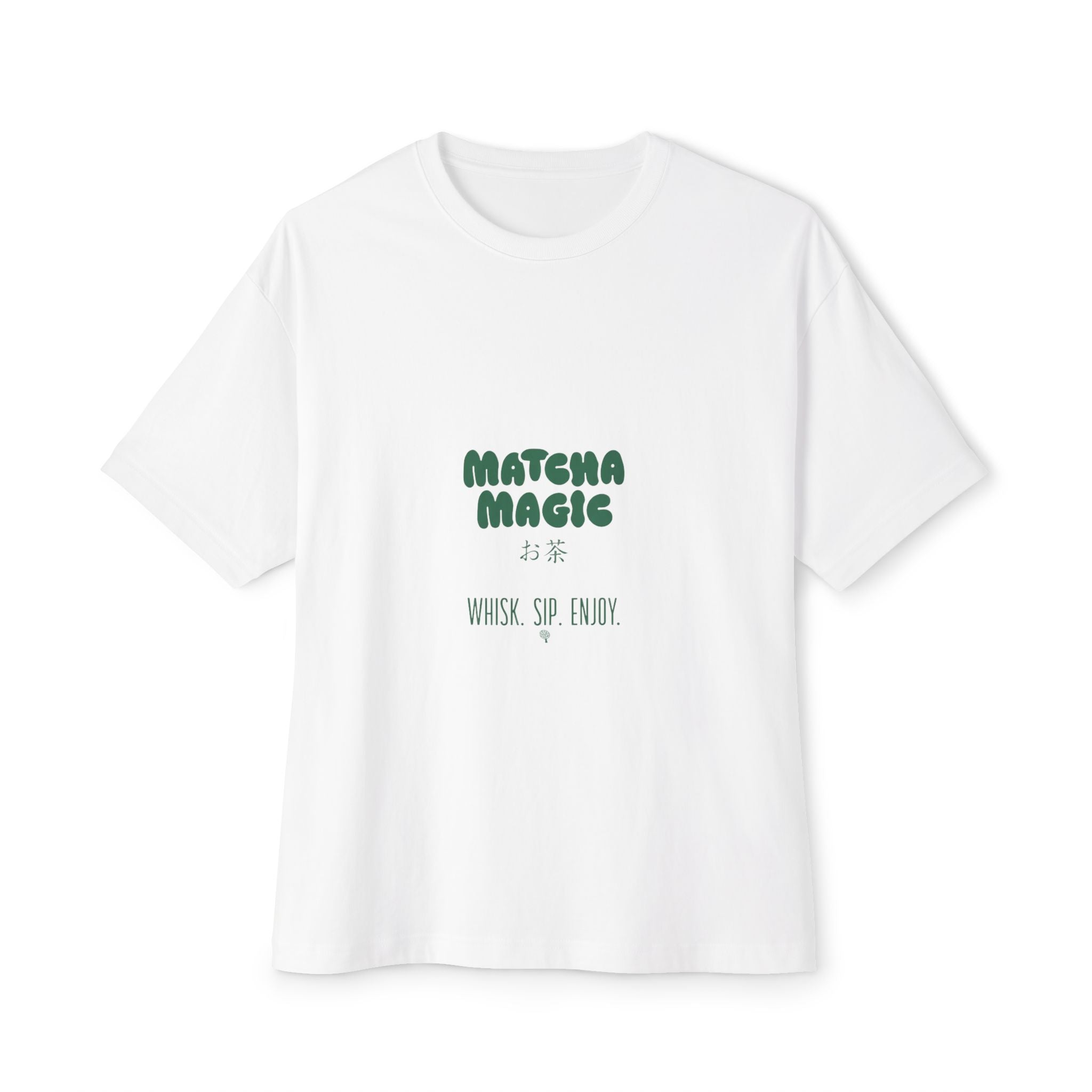 Cute Minimal Graphic T-Shirt with "Matcha Magic" Text