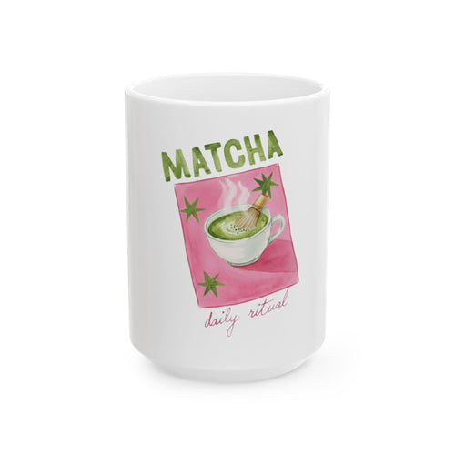 "Matcha Daily Ritual" Ceramic Coffee Tea Cup