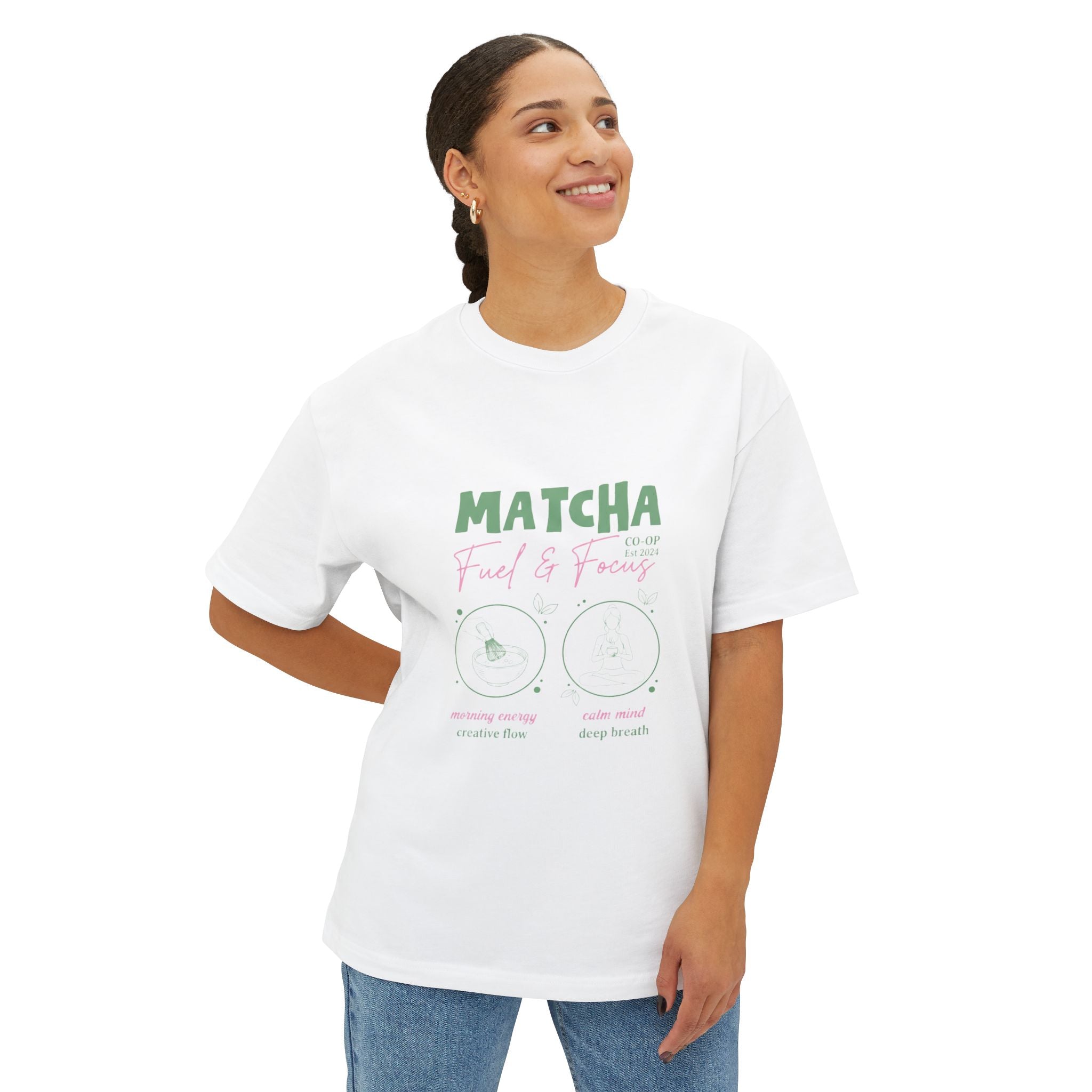 Funny Matcha Facts Oversized Boxy T-Shirt