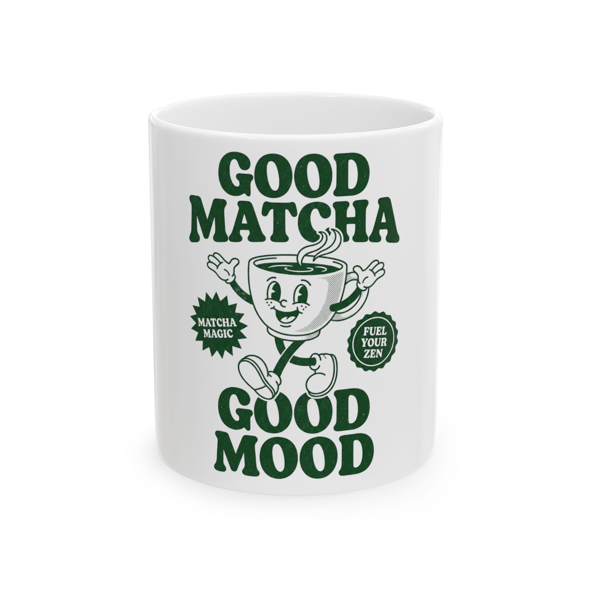 "Good Matcha Good Mood" Ceramic Tea Cup (11oz & 15oz)