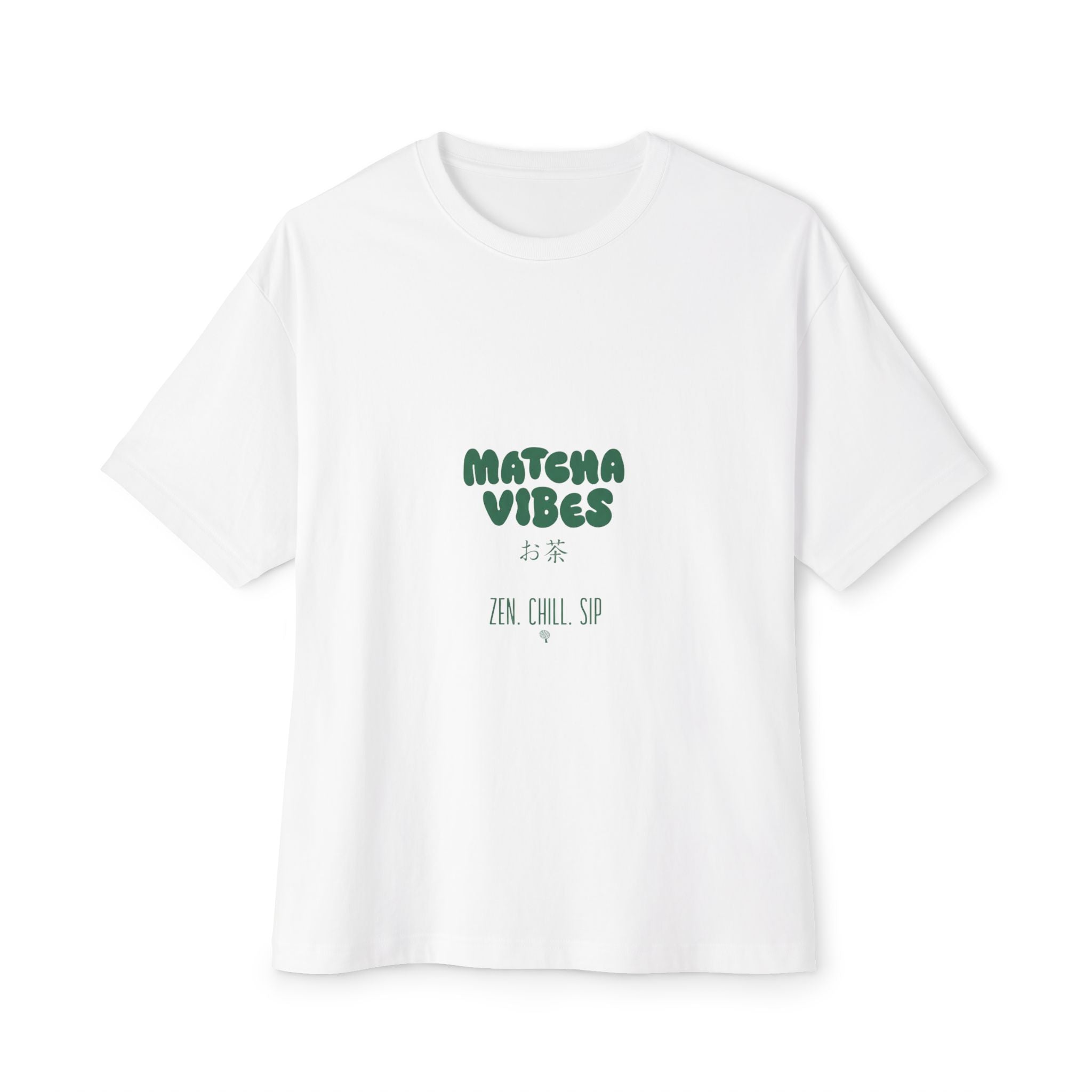 Minimal Green Tea Graphic Oversized T-Shirt