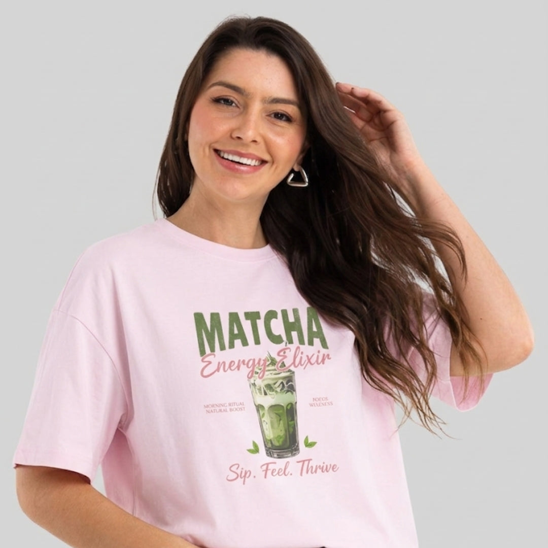 'Sip, Feel, Thrive' Oversized Boxy T-Shirt