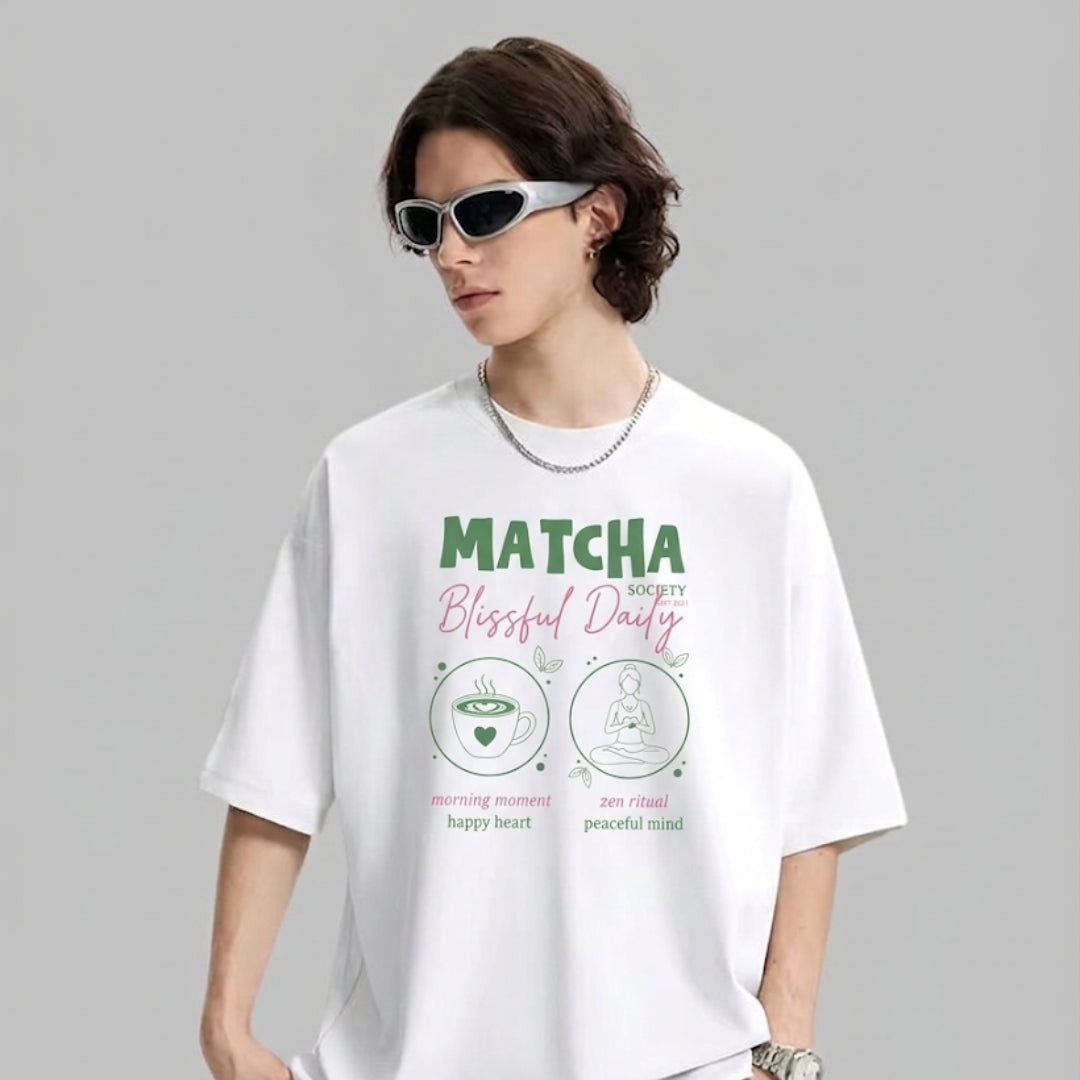 'Matcha' Illustrated Tea Diagram Oversized T-Shirt